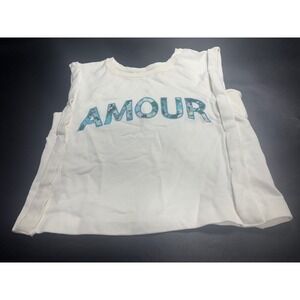 Anthropologie AMOUR Sweatshirt Cream French Quote Graphic French Terry Size M